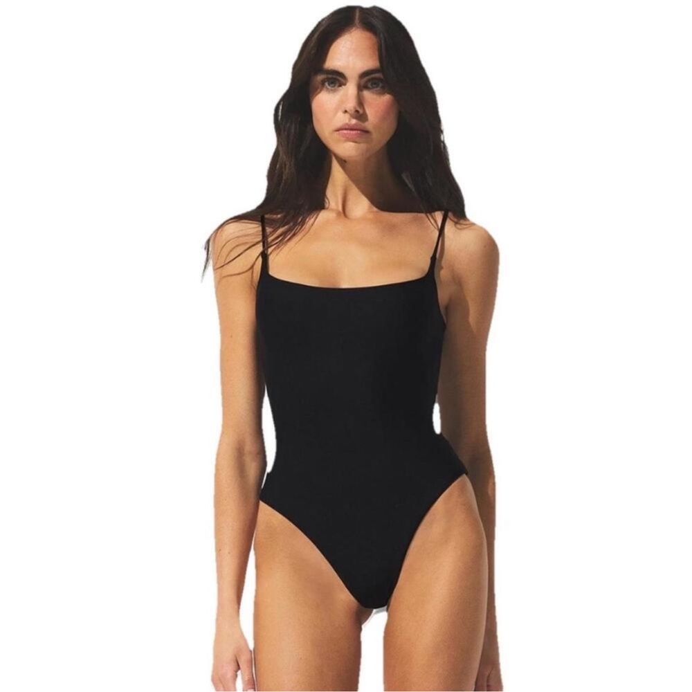 SKIMS NWT Classic Swim Square Neck One Piece - Obsidian